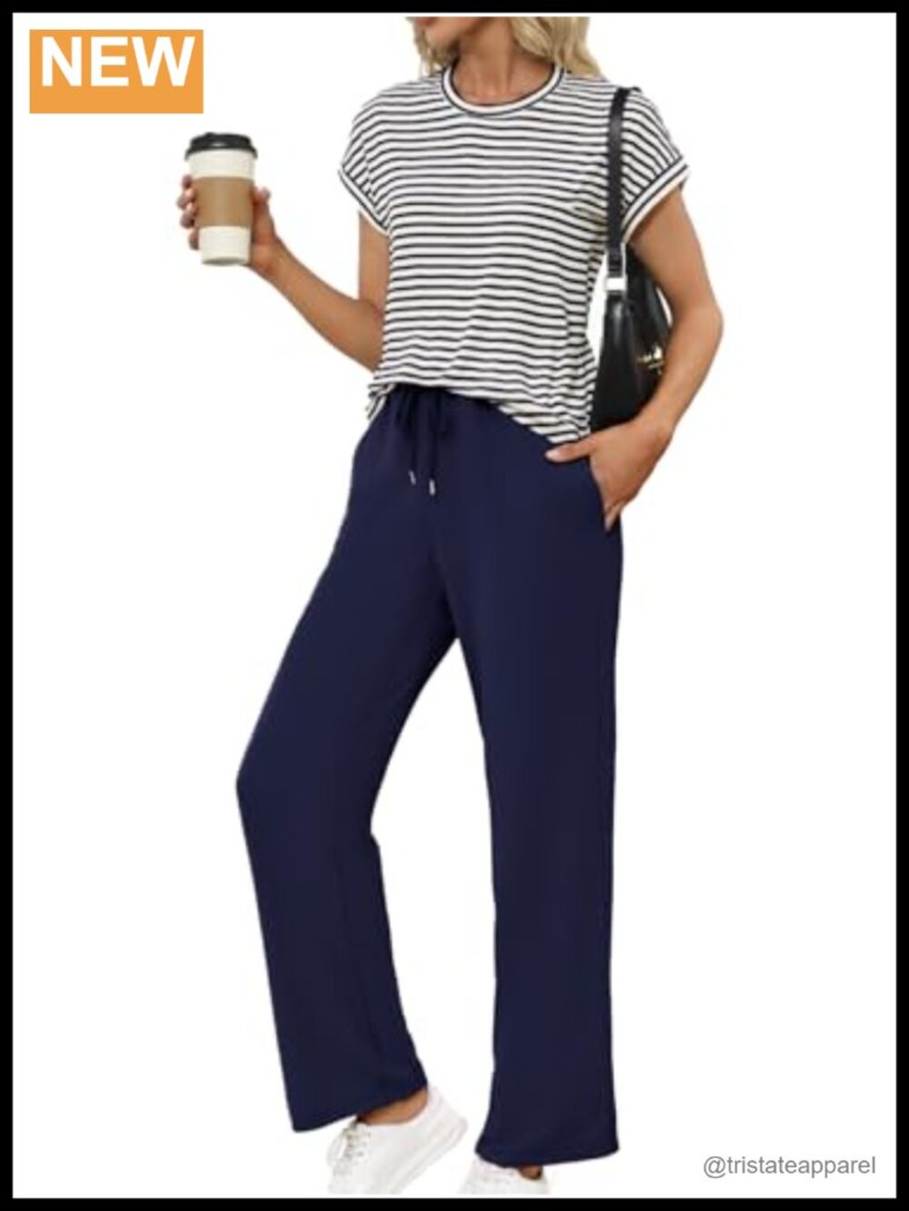 Women's 2 Piece Lounge Set Short Sleeve Top Wide Leg Pants